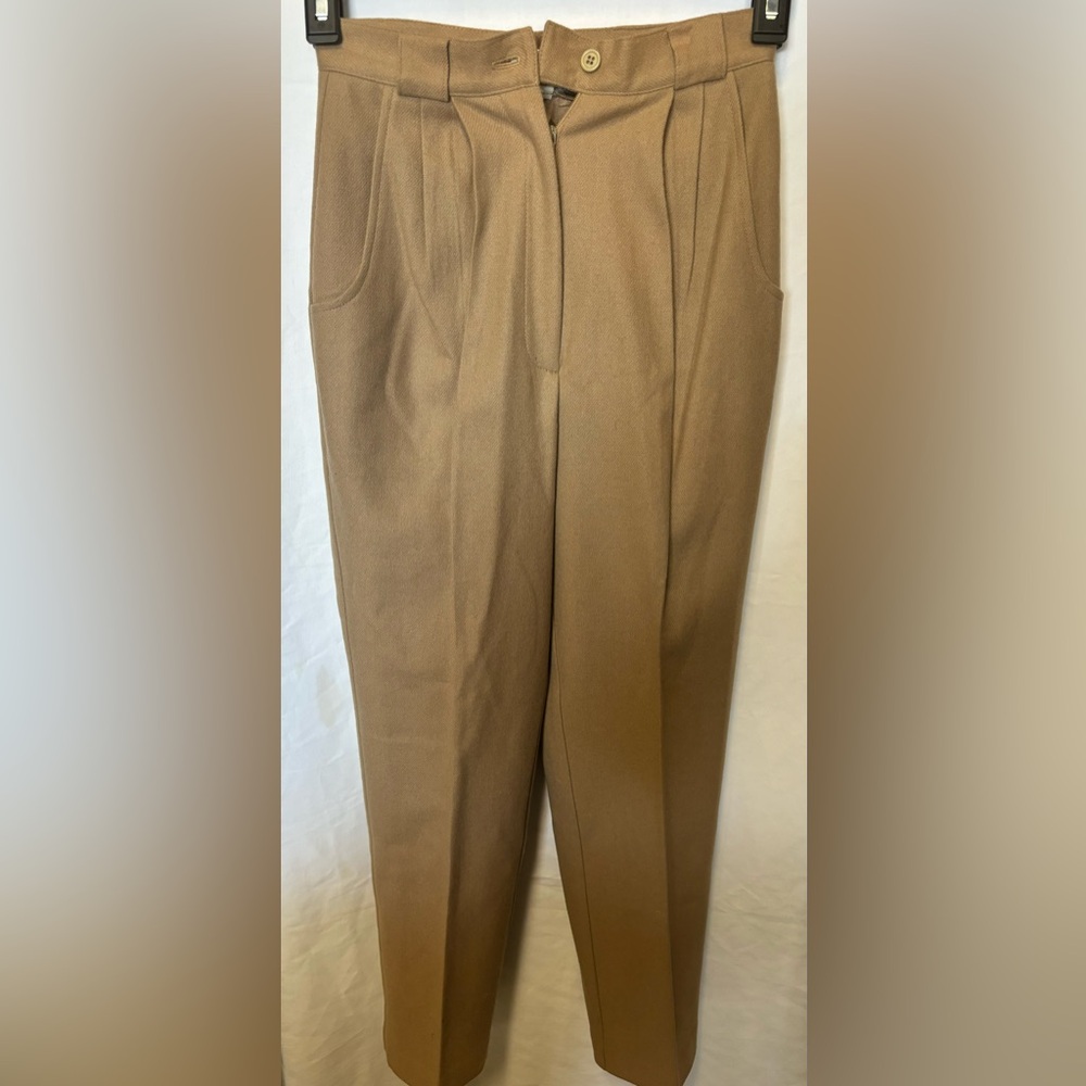 Savannah Tan Wool Trousers Pleated and‎ Lined